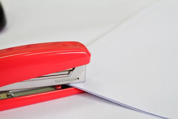 Red Stapler isolated on white — Stock Photo, Image