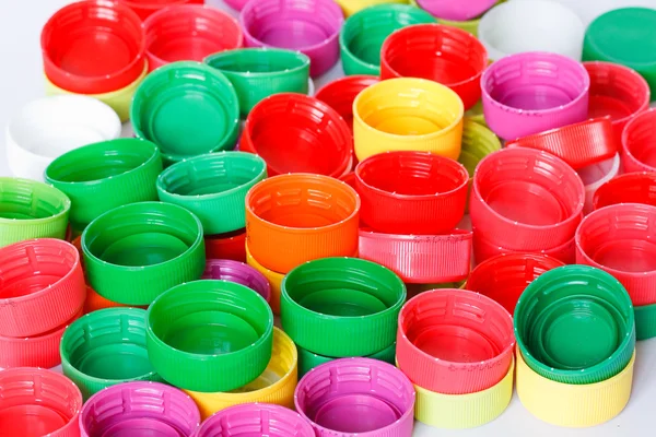 Colorful plastic bottle screw caps — Stock Photo, Image