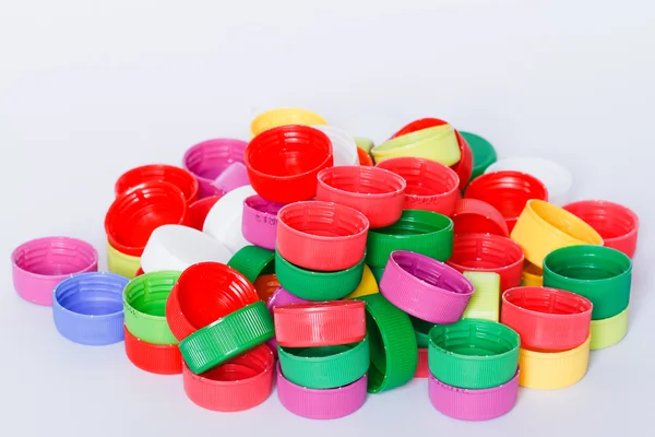 Colorful plastic bottle screw caps — Stock Photo, Image