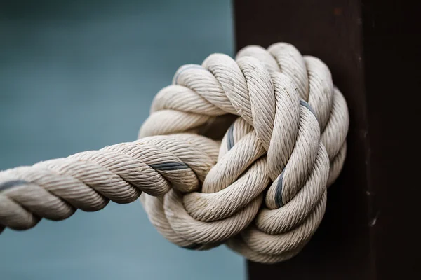 White rope tied into a knot. — Stock Photo, Image