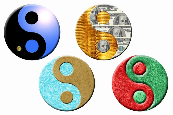 Vier Yin Yang Symbole — Stockfoto