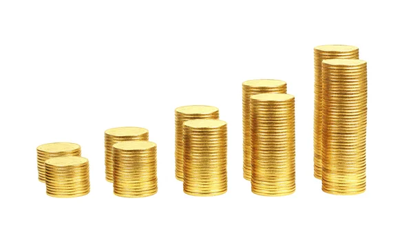 Two rows of yellow coins — Stock Photo, Image