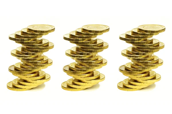 Columns from coins of yellow metal — Stock Photo, Image