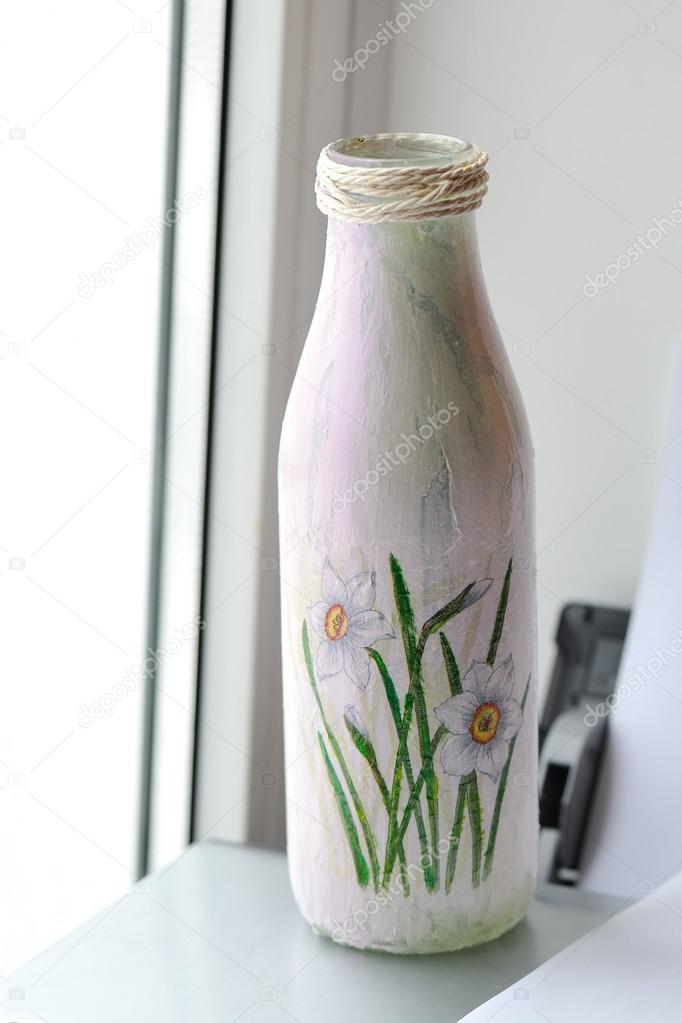 Decoupage on a bottle