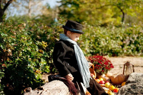 Мальчик и овощи — стоковое фото