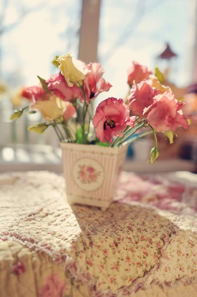 Flores en el alféizar de la ventana — Foto de Stock