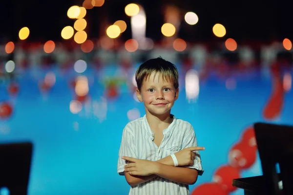 Boy and night Lights — Stock Photo, Image