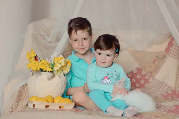 Children and rabbit — Stock Photo, Image