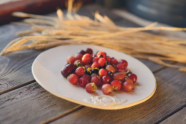 Plate with berries — Stock Photo, Image