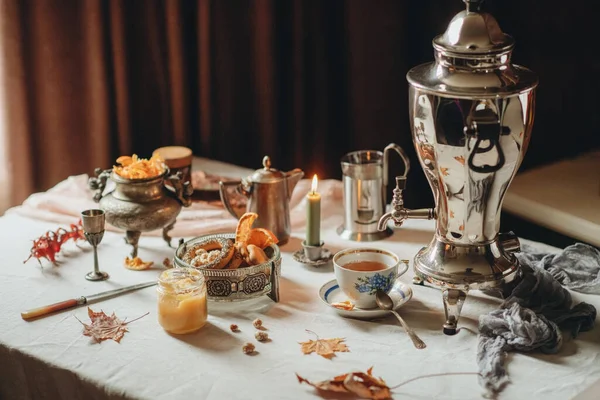 Beber Tradicional Mesa Ajuste Para Beber Con Especias — Foto de Stock