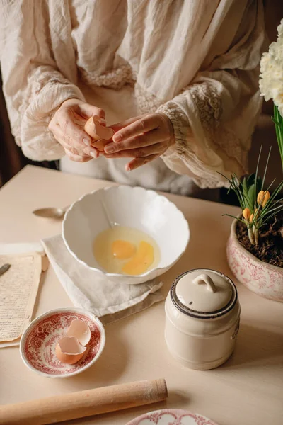 Women Hands Preparing Dough Baking Buns — Stock Photo, Image