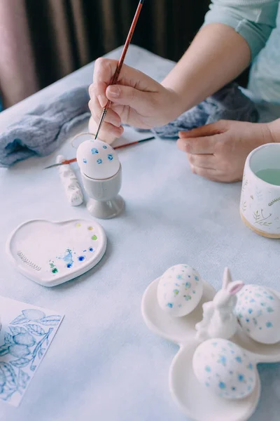 Huevos Para Colorear Para Las Vacaciones Primavera Pascua Tonos Azules — Foto de Stock