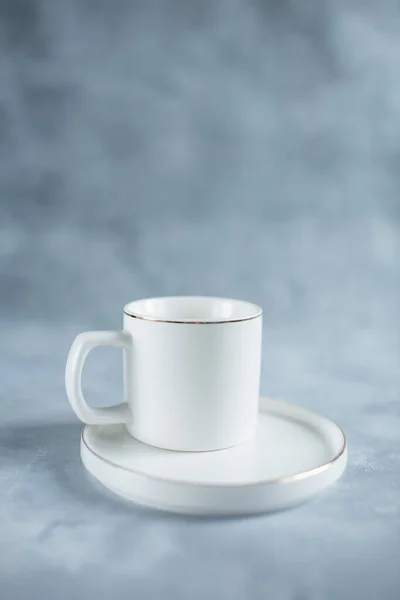 White Cup One Person Gray Background — Stock Fotó