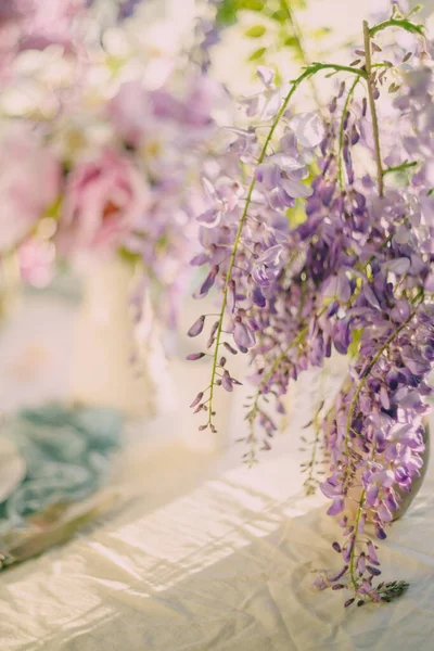 Een Boeket Bloemen Voor Een Vakantie Een Bruiloft Delicate Pastelkleuren — Stockfoto