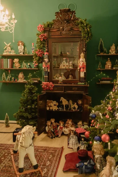 Año Nuevo Decoración Navidad Interior Del Hogar Colores Rojo Verde —  Fotos de Stock