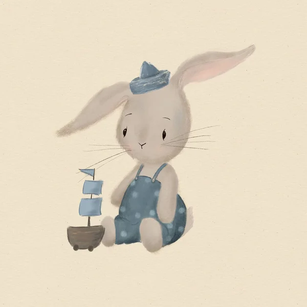 Çocuklar Için Çizim Bitmap Şirin Hayvan Tavşanı — Stok fotoğraf