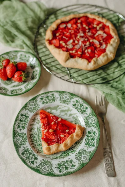 Foodfotografie Hausgemachter Kuchen Dessert Süßer Kuchen Mit Beeren — Stockfoto