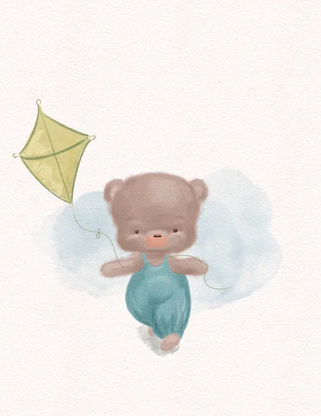 Hand Drow Taddy Bear Nursery Bear Illustration Baby Poster Trendy — ストック写真