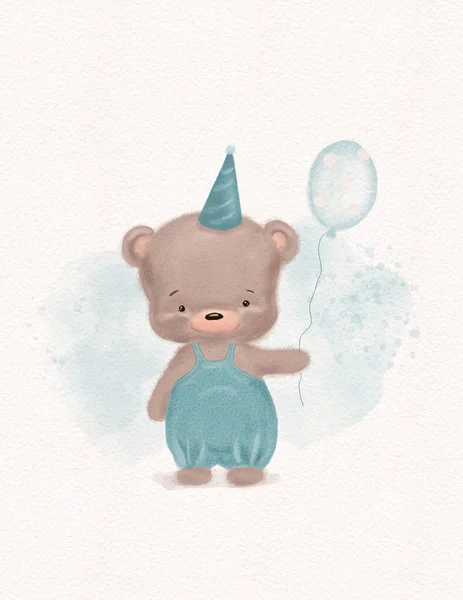 Hand Drow Taddy Bear Nursery Bear Illustration Baby Poster Trendy — ストック写真