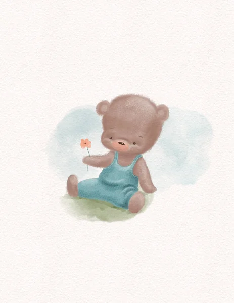 Hand Drow Taddy Bear Nursery Bear Illustration Baby Poster Trendy — ストック写真