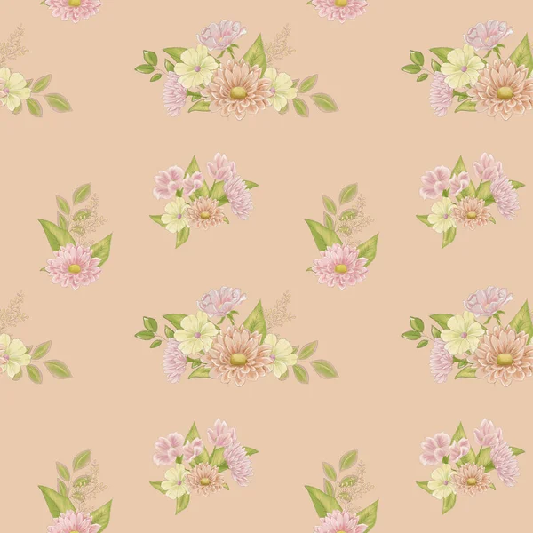 Seamless Floral Pattern Floral Background Painted Flowers Floral Set — Stock Fotó