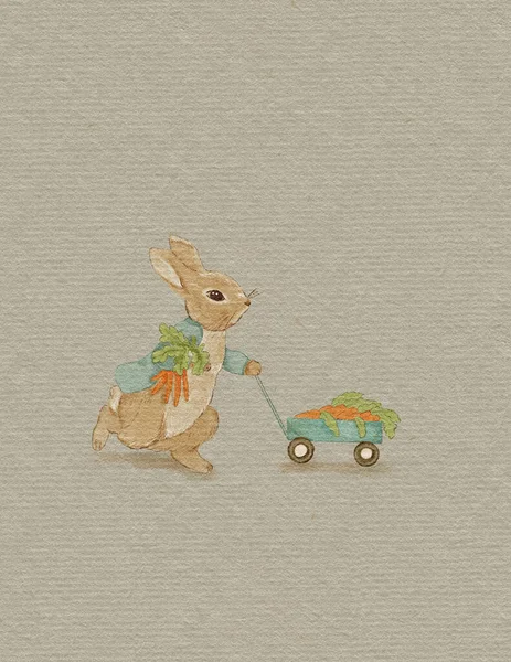 Rabbit Illustration Greeting Card Rabbit Autumn Card Thanksgiving Day Invitation — Stok fotoğraf