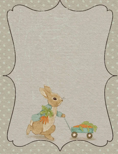 Rabbit Illustration Greeting Card Rabbit Autumn Card Thanksgiving Day Invitation — Stok fotoğraf