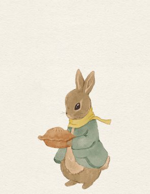 Tavşan çizimi, tavşanlı tebrik kartı, sonbahar kartı, şükran günü, davetiye