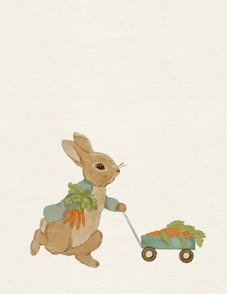 Rabbit Illustration Greeting Card Rabbit Autumn Card Thanksgiving Day Invitation — ストック写真