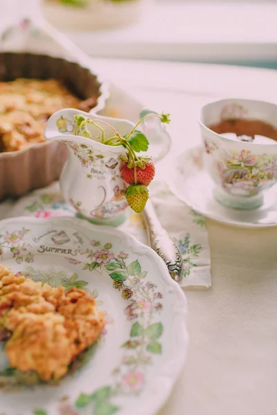 Homemade Sweet Pastry Berries Fruits Pie Dessert Healthy Food — Stockfoto