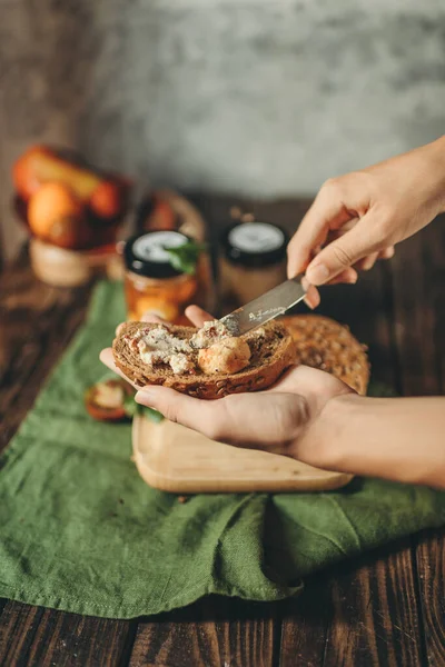 Homemade Soft Cheese Bread Breakfast Sandwich Healthy Snack — Stok fotoğraf