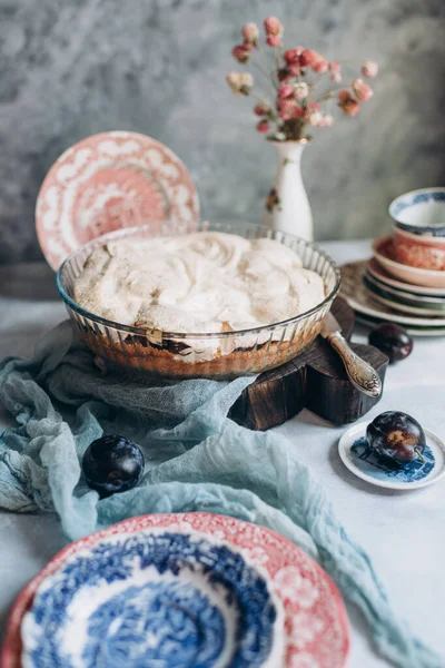 Homemade Sweet Pastry Berries Fruits Pie Dessert Healthy Food — Stock Fotó