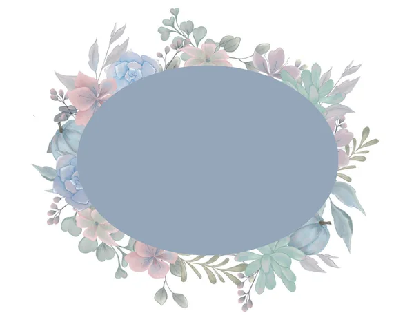 Rysunek Akwarela Pastelowych Kolorach Jesienny Temat Dynia Kwiaciarnia Soczysty Zaproszenie — Zdjęcie stockowe