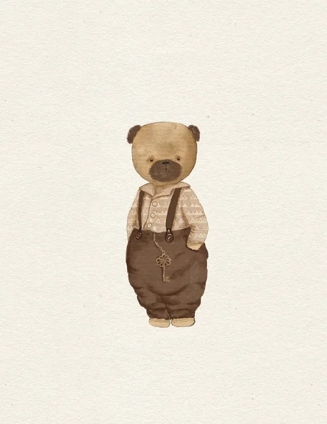 Tekening Van Vintage Speelgoed Teddybeer — Stockfoto