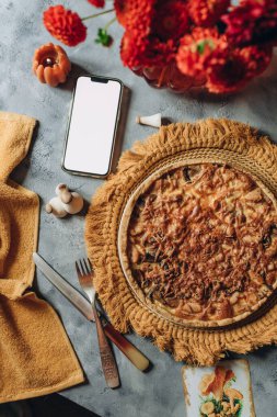 Noel yemeği için balkabağı turtası, Şükran Günü yemeği, Cadılar Bayramı pastası.