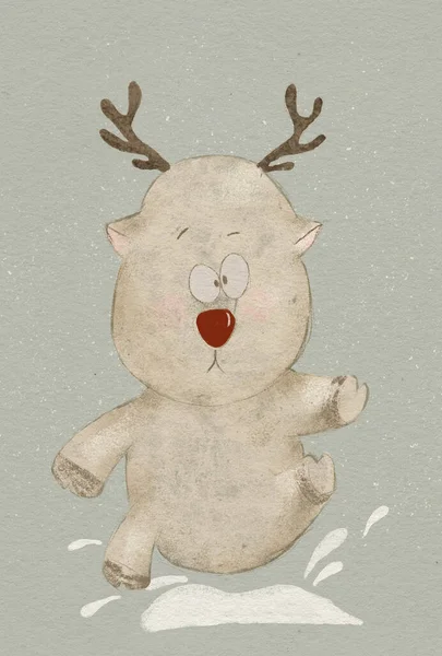 Imagem Engraçada Cartão Natal Cartão Saudação Para Natal — Fotografia de Stock