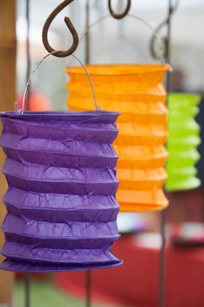 Colorful Paper Lanterns Garden — Stock fotografie