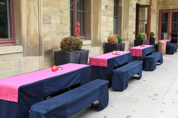 Outdoor furniture tables and benches