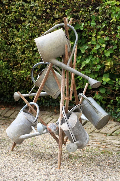 Many Old Fashioned Metal Watering Cans — ストック写真