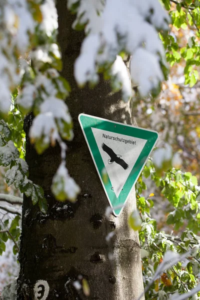 German Sign Naturschutzgebiet Means Nature Reserve Conservation Area English Language — Zdjęcie stockowe