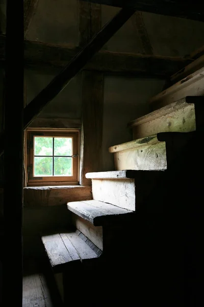 Stairs Window Old Abandoned Farmhouse — ストック写真