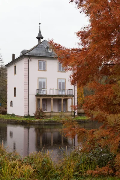 Baroque building in a lake in Heilbronn in Germany called Trappenseeschloesschen