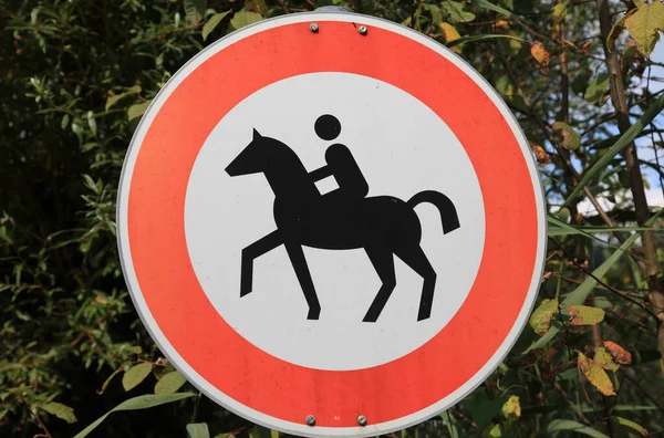 Horse Riding Traffic Sign Germany — Zdjęcie stockowe
