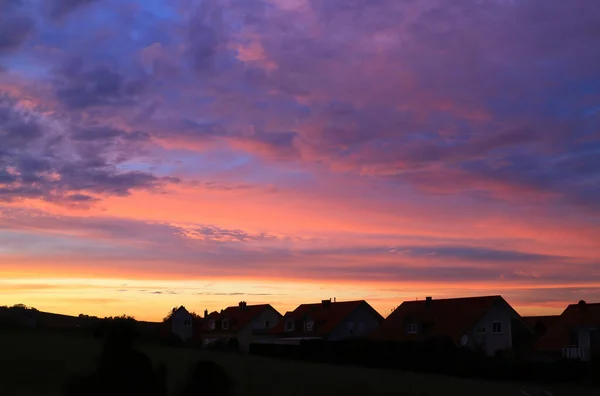 Mody Dark Sunset Sky Rural Landscape — Stock Photo, Image