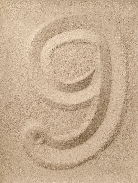 Number nine from sand — Stock Photo, Image