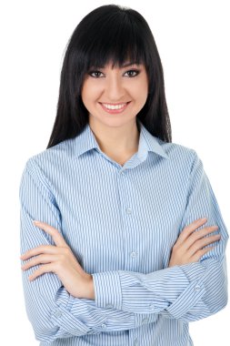 Beyaz arka plan üzerinde izole genç iş kadını