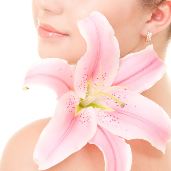 Leuke vrouw met bloem — Stockfoto