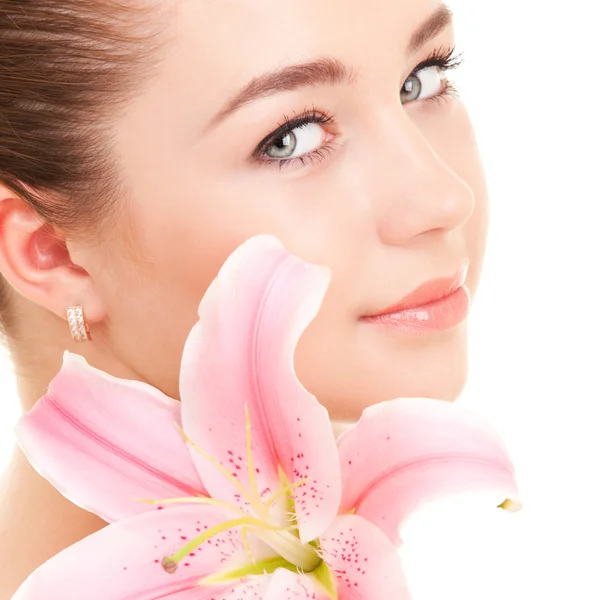 Cute woman with flower — Stock Photo, Image