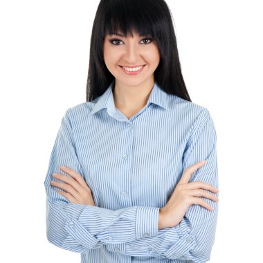 Beyaz arka plan üzerinde izole genç iş kadını