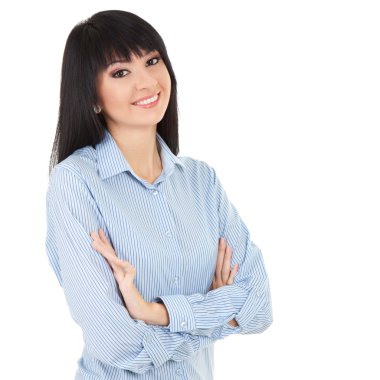 Beyaz arka plan üzerinde izole genç iş kadını